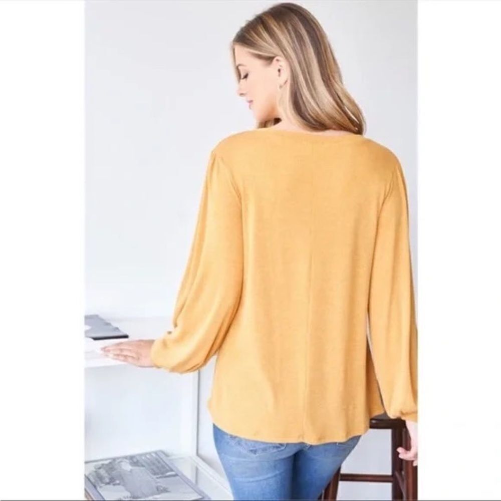 Puffy Long Sleeve Top Ribbed Texture Small - Picture 4 of 6